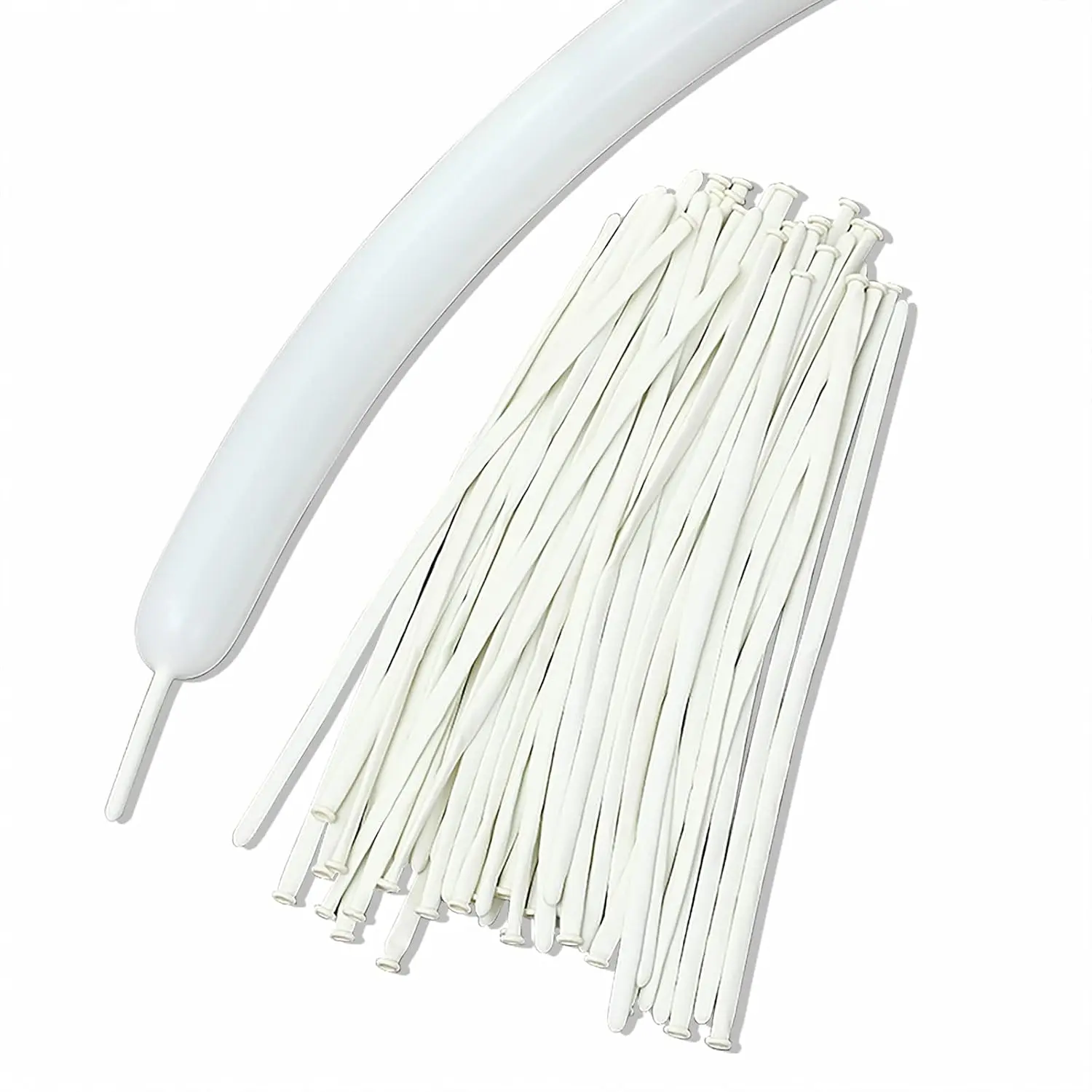 100 count Long Balloons DIY 260 Latex Balloons for Birthday Wedding Decor, Party Decoration, Ties (White)