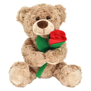 1Pcs Teddy Bear Plush Toy with Red Rose 🧸❤️ Romantic Valentine's Gift for Her - Soft Cuddly Stuffed Animal, Perfect for Anniversary/Birthday Surprise 🎁 Soft Huggable Soft Stuffed Animal Gifts