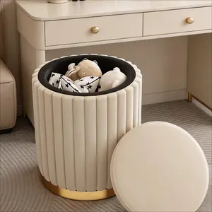 Modern Minimalist Makeup Stool, Bedroom Storage Bench, Small Round Vanity Seat, 1 Pack, Space-Saving Design, Ideal for Bedrooms