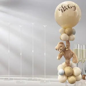 Transparent Acrylic Balloon Stand Kit with Base, Desktop Centerpiece Holder, Birthday Party Decorations, Baby Shower Graduation Wedding Supplies