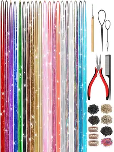 20 Colors Gold Silver Thread Hair Accessories Set, 5200 Pcs Glitter Hair Decorations for Holidays, Parties, Christmas, New Year, Glitter Hair Tinsel