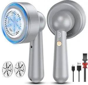 Fabric Shaver, Lint Remover for Clothes with 3-Speeds and 6-Leaf , 2hours runtime, 2 Replaceable ,  Operated, Sweater Shavers to Remove Pilling for Clothing, Lint Ball - Grey