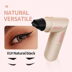 Double-Sided Rotating Design Eyeliner Stamp Pen, Brown & Black Waterproof Sweatproof Smudge-Free Daily Makeup Tool, Perfect for Beginners Quick Eye Makeup, Eye Makeup Products