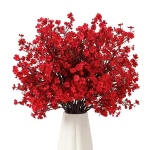 10pcs Fake Flowers Silk Artificial Gypsophila Bouquets, Real Touch Fall Stems for Thanksgiving Decor, Autumn DIY Floral Arrangement, Lifelike Artificial Flower, Faux Floral Decor