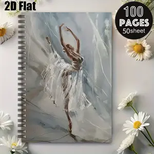 1 Ballet Art Spiral Notebook, 5.7x8.26 Inch, Premium Lined Pages, Durable Coil Binding, Dance Practice Journal, Art Sketchbook, Birthday Gift for Ballerinas, Dance Lovers, Daily Notebook for Ballet Class, Performance Notes [2D] Flat