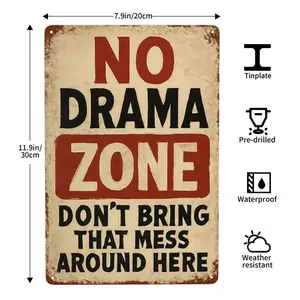 8X12Inch Vintage Metal Art Sign; No Theater Area, Don't Bring The Mess From There Here; Metal Art Sign; Wall Art Decoration; Vintage Garage Wall Decoration; Dining Room Decoration