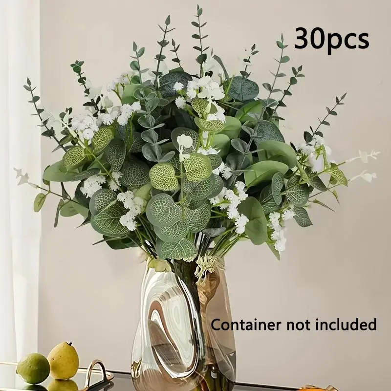 Mixed artificial eucalyptus and artificial flower bouquet leaves bouquet, suitable for weddings, home, hotels, offices, weddings, parties, home gardens, porches, cottage decoration, courtyard, window frame decoration