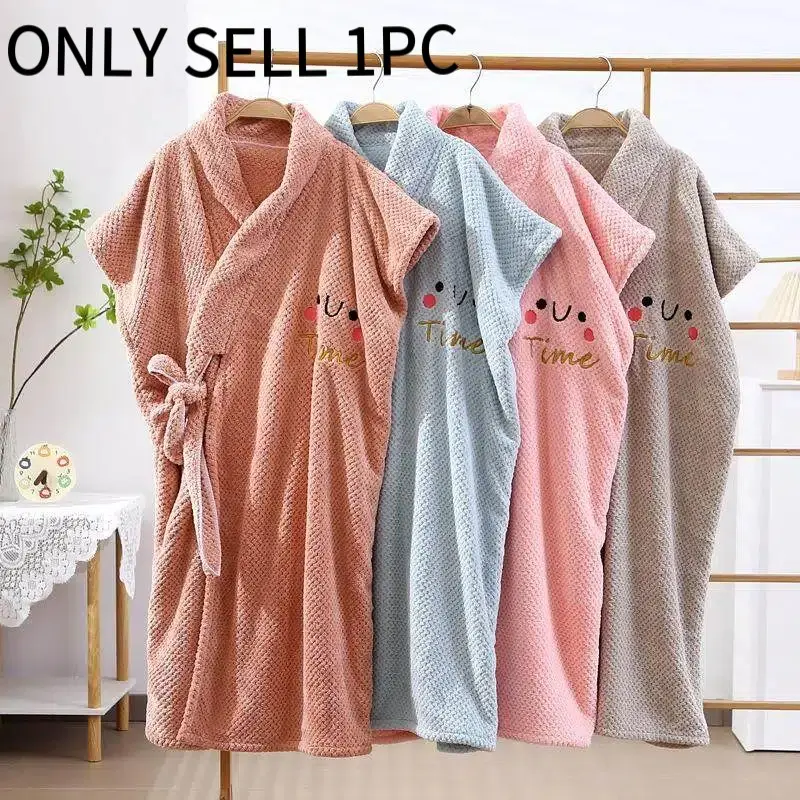 Soft Ladies' Superfine Fiber Bathrobe and Towel Set, Quick-Dry Absorbent Coral Fleece Wrap Robe, Perfect for Daily Use
