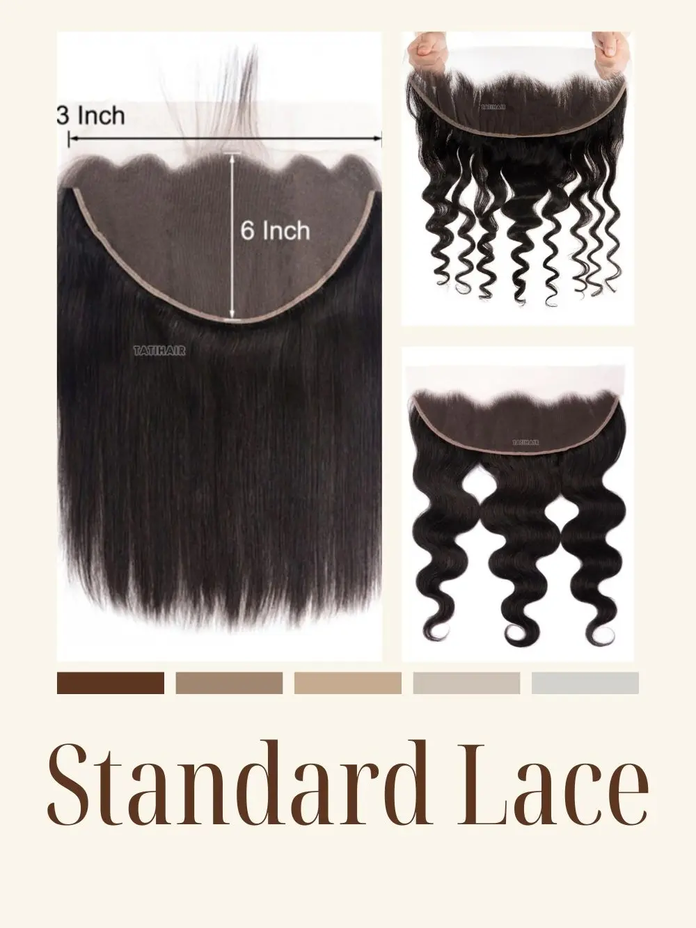 Tatihair Standard Light Brown 100% Virgin Human Hair Lace Frontal, Free Part Skin Melt Lace 13x4 13x6