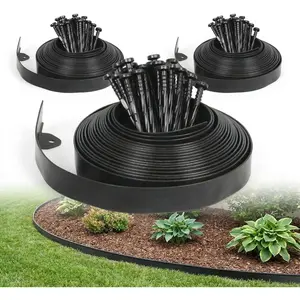 100ft Dig-Free Landscape Edging Kit - 1.5" Flexible Heavy-Duty Garden Border with 120 Spikes, Easy Install Lawn Edging for Flower Beds, Pathways & Pavers - Black