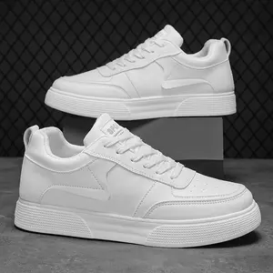2026 spring new men's leather white sports casual shoes waterproof and non-slip flat baseplate shoes Korean version fashion breathable white shoes