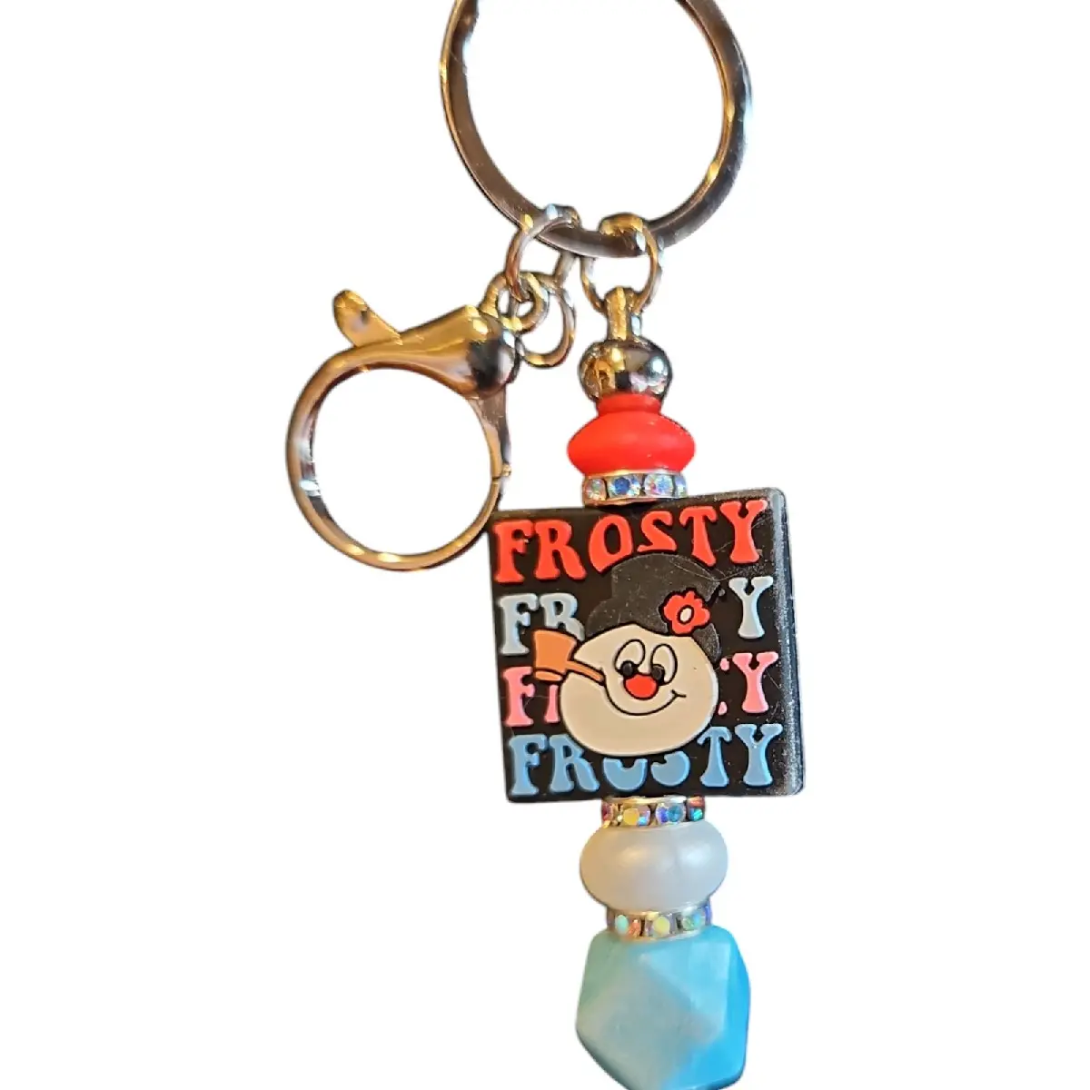 Frosty The Snowman Christmas Beaded Silicone Keychain - Customizable - Perfect for Keys and Accessories