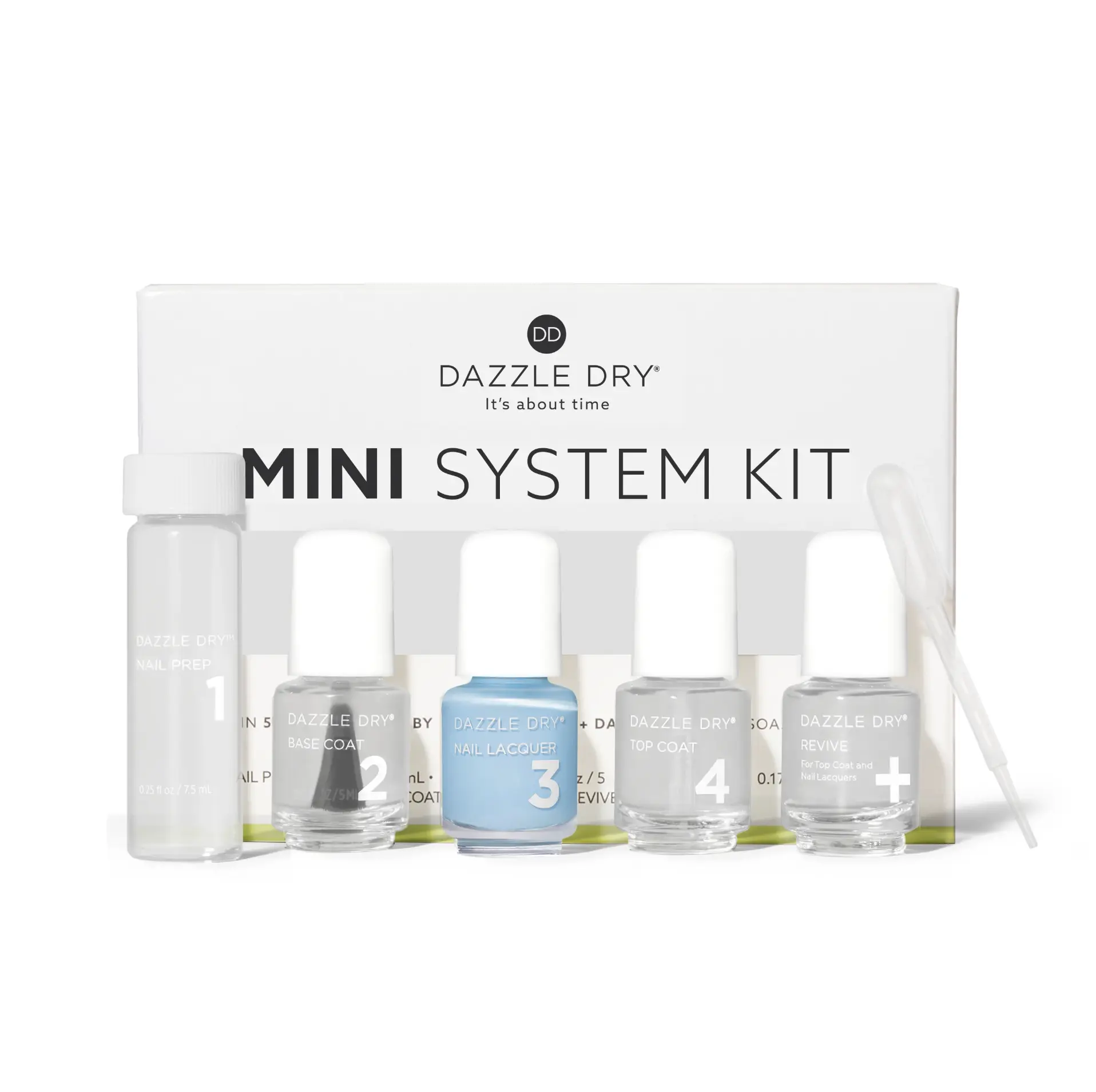 Dazzle Dry Serene Blues Mini Kit | 5-Piece Long Wear, Chip-Resistant Nail Polish Kit | 4-Step System Nail Lacquer
