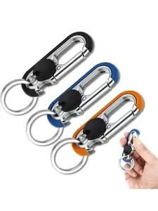 Bottle Opener Keychain for Men&Women - Multifunctional Stainless Steel Car Key Ring, Set of 3，Personalized Business Gift for Men, Multipurpose Tool