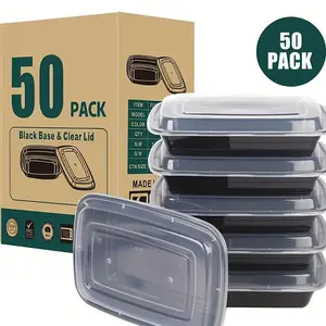 28oz/680ml Biodegradable Sugarcane Fiber Clamshell Food Containers [50-Pack] - Eco-Friendly Microwave Safe, Leak-Proof Disposable Takeout Boxes for Restaurant, Party, Meal Prep