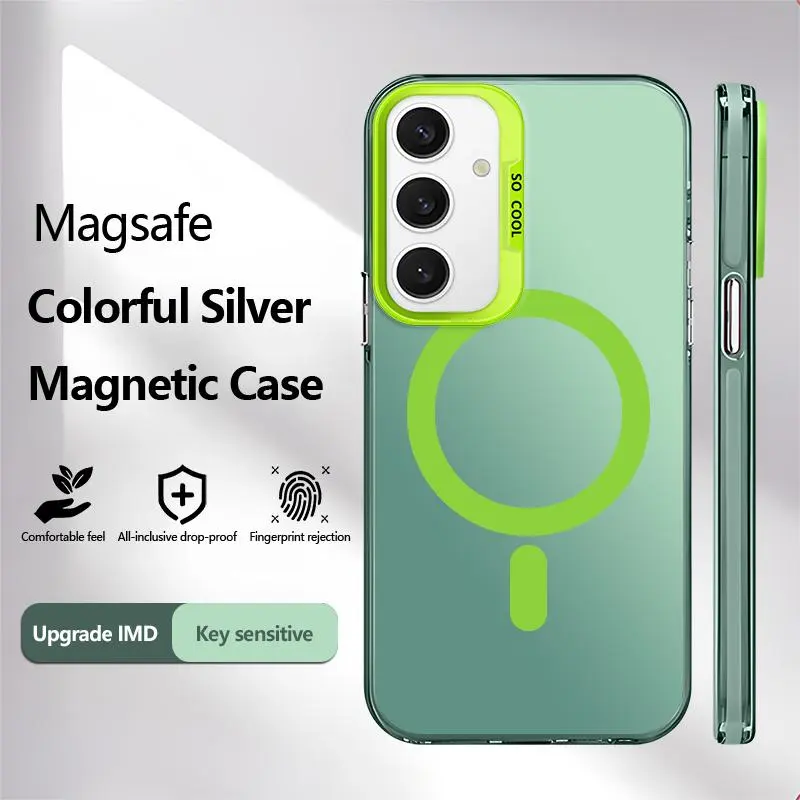 Magnetic IMD Plain Soft Silicone Smartphone Case for Galaxy S24 FE, 2025 High-End Business-Style Handheld Cellphone Cover with Protection, Anti-Drop & Anti-Fingerprint Features for Mobile Devices, Affordable Price