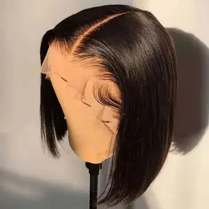 CONNIE HAIR Springtok 13x4 Hd Transparent Lace Front Straight Bob Wig Human Hair Pre Plucked Glueless Wig for Women Natural Hairline Human Hair Soft