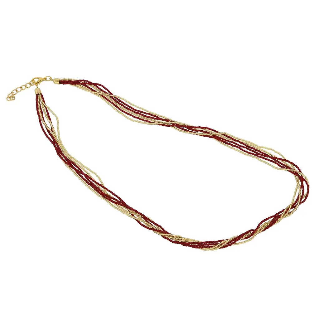 Glass Of Venice Murano Glass Gloriosa Bead Chain Necklace - 6-Strand, Red and Gold, Colorful Multi-Strand Necklaces, Bead Chain Necklaces