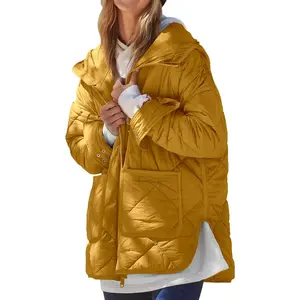 Imily Bela Womens Quilted Puffer Jacket Hooded Long Sleeve Zip Up Winter Coat Lightweight Warm Jackets with Pockets
