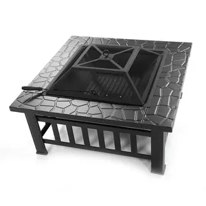 32-Inch Heavy Duty Multifunctional Outdoor Metal Fire Pit Table with Waterproof Cover, Ideal for Backyard Patio, Camping, and Outdoor Heating, Heavy Duty Firepit