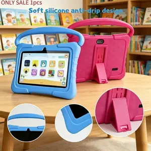 7-inch Android tablet with shockproof protective case, 1GB + 16GB, Wi-Fi, parental controls, dual cameras, Bluetooth tablet, educational Toddler Tablet, Learning Tablet, blue/pink, eye protection mode