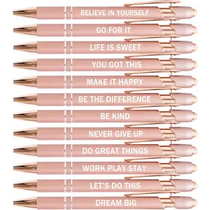 12 count Rose  Inspirational Motivational Quotes Snarky Screen  Stylus Ballpoint Pens, Office Encouraging Scriptures, Black Ink (Rose ,Motivational)