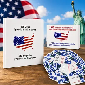 US Citizenship Flash Cards 2026 with 128 Civics Questions and English Literacy Cards for Naturalization Test