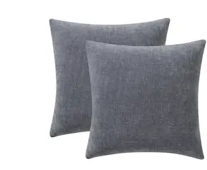 Solid Chenille Decorative Pillow Set, Grey, 18" x 18", 2 Pieces