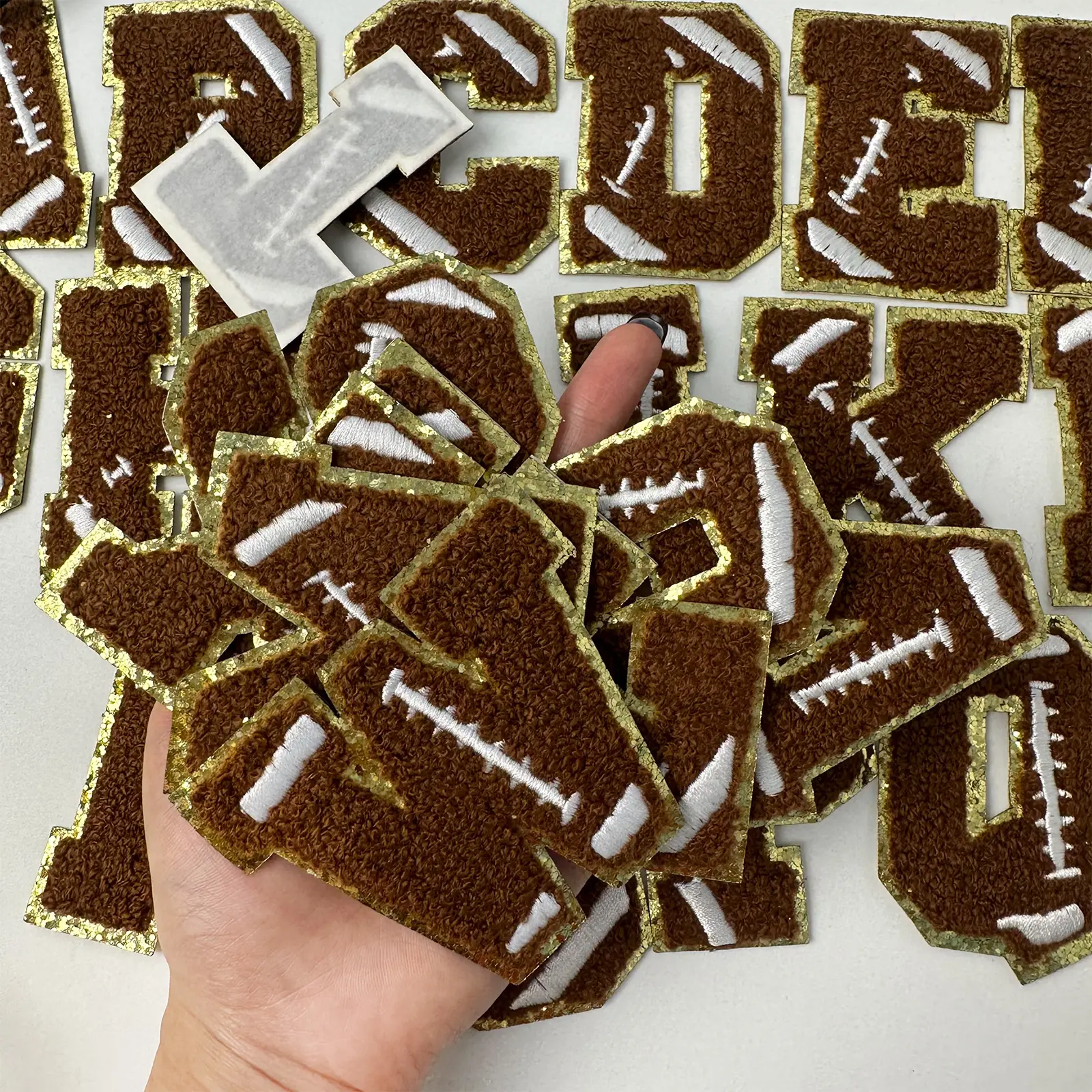 CY 36Pcs Decorative Trendy Playful Self-Adhesive Embroidered Chenille Rugby Letters & Numbers Applique - 0-9, A-Z, Iron-On Patches for DIY Clothes, Hat, Jeans, Bag, Jacket