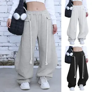 SCUSTY Baggy Barrel Sweatpants Wide Leg Pants for Women Casual Elastic Waist Unisex Lantern Trouser Pants