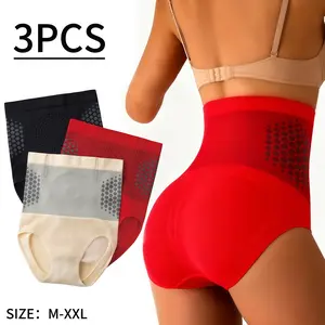 3-Piece Women's High-Waisted Shaping Set—4-in-1 Tummy-Tucking and Butt-Lifting Pants, Breathable Mesh Fabric, Seamless Shaping Underwear, A Must-Have Fashion Item for Summer