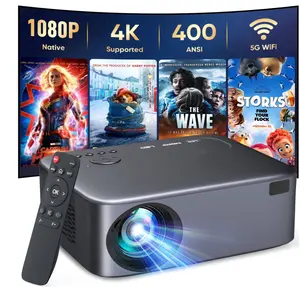 GCZ Native 1080P Projector with WiFi and Bluetooth, 400ANSI Supported 4K Full HD Projector, Electric Focus, Up to 300" Screen Supported (open box)