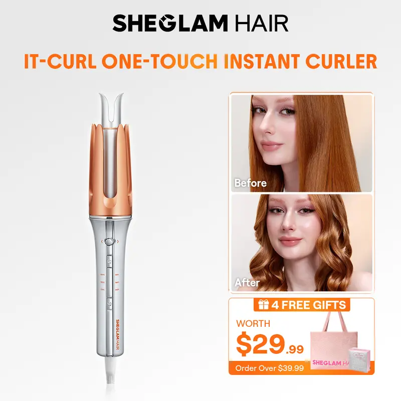 SHEGLAM Hair Automatic Curling Iron 1/1.25 Inch with 3 Temperatures, 2-Way Rotation, Anti-Scald, Anti-Tangle, Automatic Shut-Off, Swivel Cord Barrel