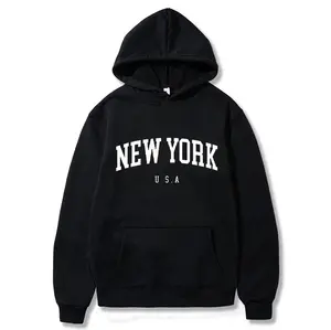 Men Women New York U.S.A City Hoodies Fashion Letter Printed Graphic Sweatshirts Loose Casual Harajuku Hooded Pullover Sportwear