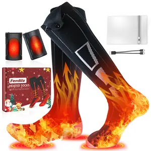 Ferdiiz Heated Socks Rechargeable 9000mAh Batteries 4 Heat Settings Wool Ultra Warm Up to 14 Hours for Men Women EU Size 37-47 Camping Hiking Skiing Walking Fishing Cycling Outdoor Work