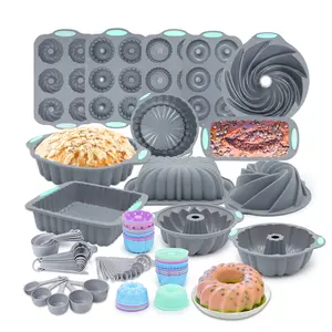 To encounter 71/46/25 Pieces Silicone Fluted Cake Pan Set Oven Safe Non-Stick Kitchen Molds for Banana Bread Sandwich Pound Cake Meatloaf Easy Release Baked
