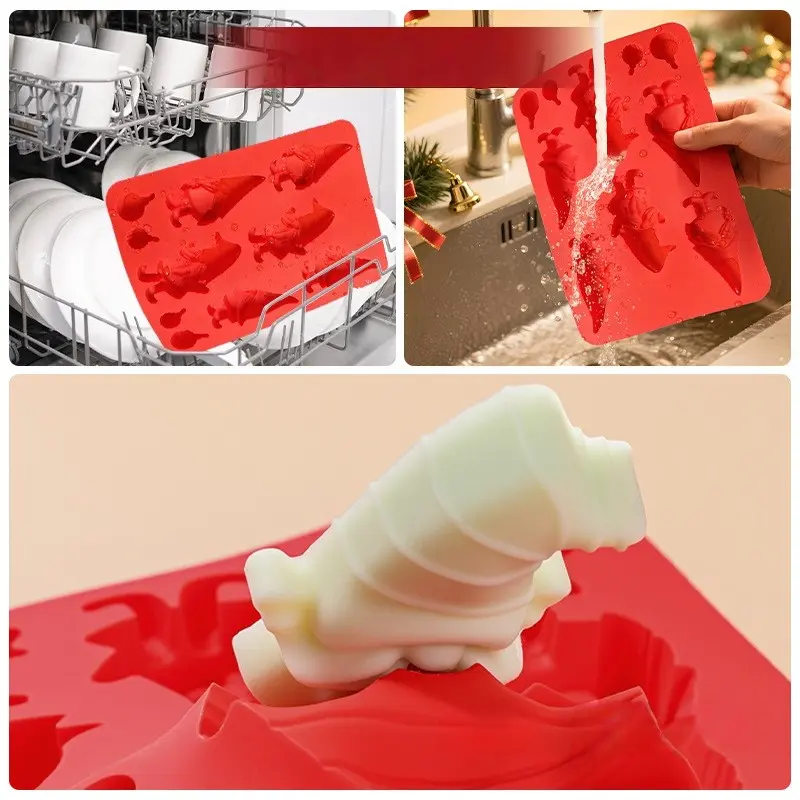 Cute Santa Claus Mold, Gnome Silicone Christmas Cake Mold, Chocolate Candy Molds, Candle Making Tools, Pudding, Jelly, Ice Cubes, Handmade Soap