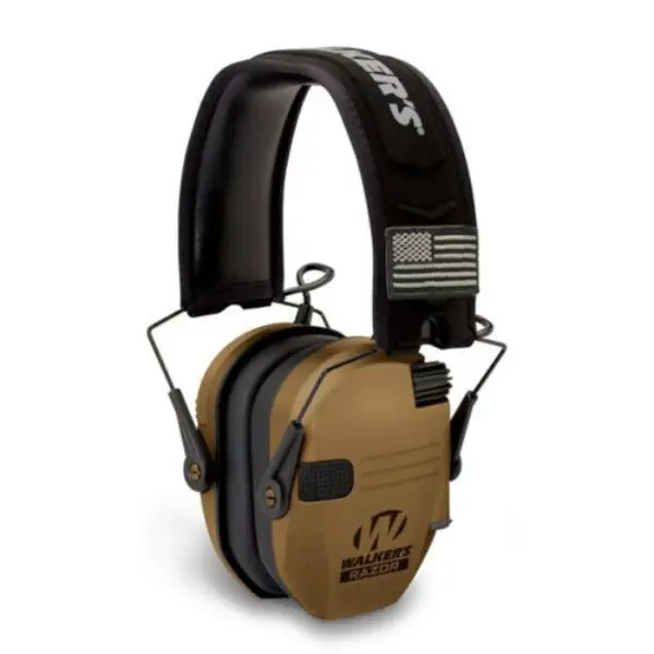 Slim Electronic Game Ear Muffs in Brown, Polymer Over-the-Head Design with Sound Activated Compression, HD Speakers & 23 dB Noise Reduction