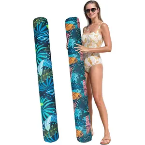 2 Pack Inflatable Pool Noodle Floats, 54'' Large Swimming Pool Noodles for Floating, Fabric Covered Swim Noodles for Adults (2 Colors)