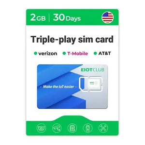 EIOTCLUB 2GB 30Days TriplePlay Prepaid Sim Card - Supports Verizon, AT&T, T-Mobile for Security & Trail Cameras, GPS, Smartphone, Unlocked loT Devices