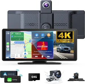 10.26 inch Wireless Portable CarPlay & Android Auto Smart Display 4K UltraHD Touch Screen Car Stereo with Bluetooth GPS Navigation Mirror Link Voice Control Gifts for Men Car Accessories