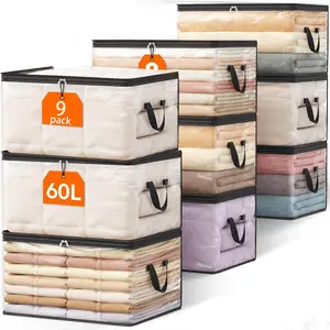 9-pack clothing storage bags with foldable thick blankets for organizing clothing storage bags, bedding bags (transparent)