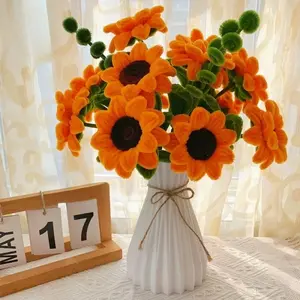 New Sunflower Handmade DIY Twist Stick Material Kit Decorative Artificial Flowers Bouquet (Not Finished Product)