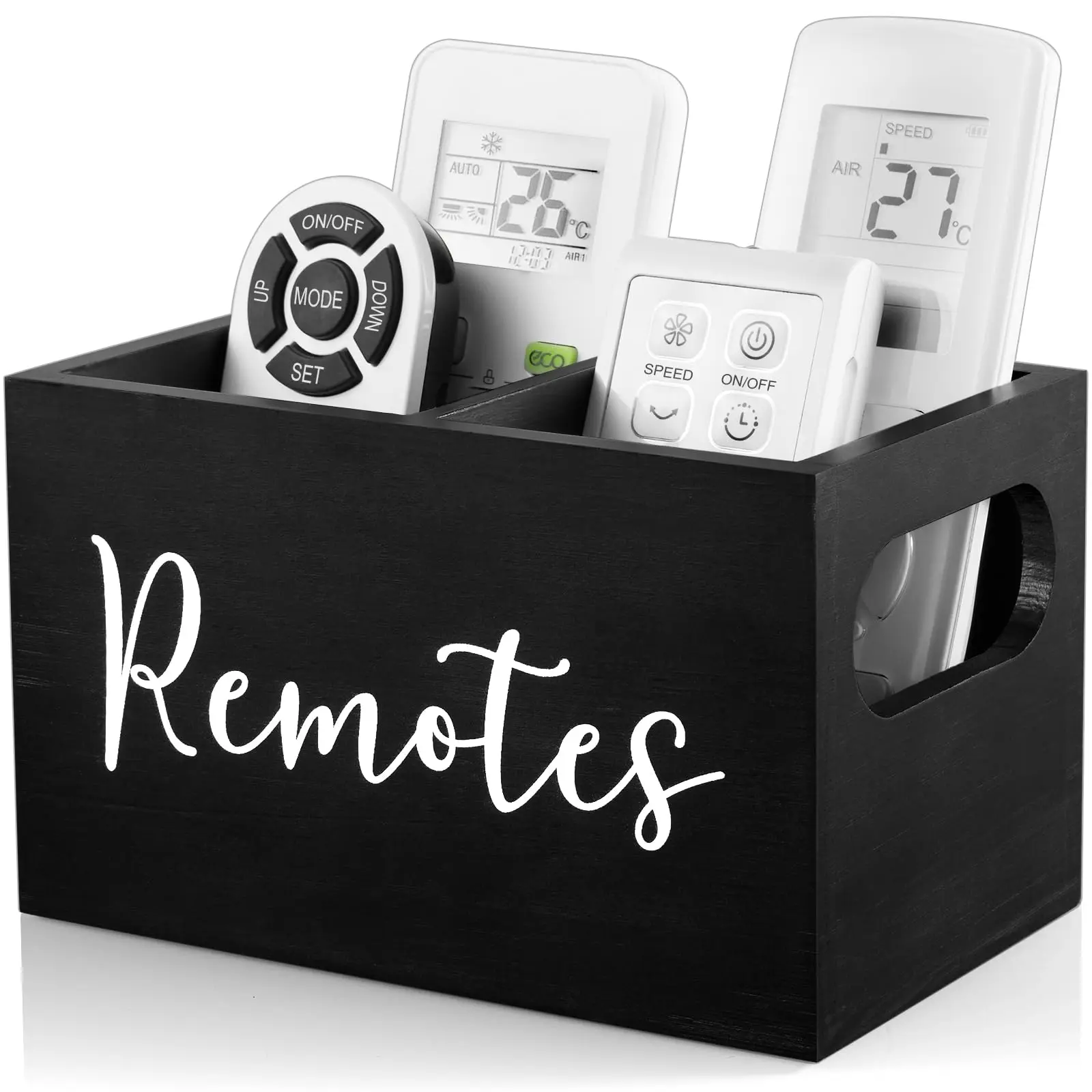 Remote Control Holder, 1 Count Wooden Remote Box for Nightstand, Bedside Caddy for Home Decor, Desk Organizer for Home Office, Desk Organizer Tidy, Office Desk Accessory