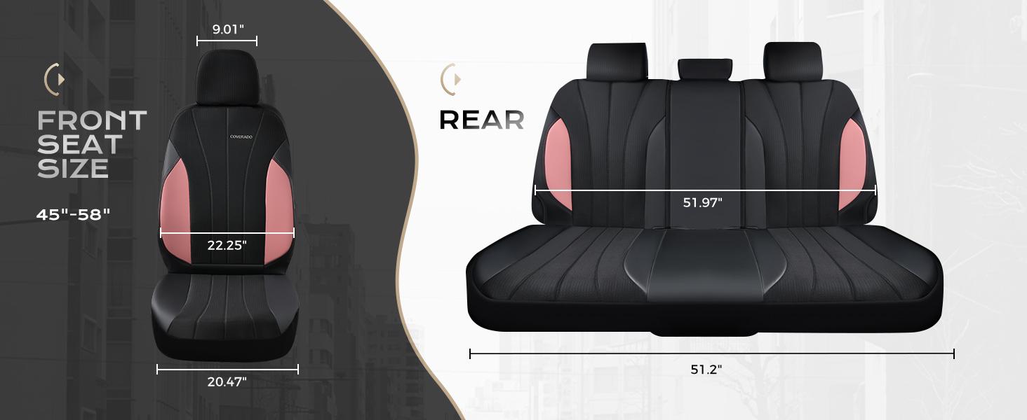 Coverado Model 5089 5-Piece Full Set Car Seat Covers, Waterproof PU Leather & Breathable Mesh Protectors, Front Seats Front and Rear Set, Leather, Protection, Universal Fit for SUVs, Trucks, Sedans, Car Seat Covers Front Seats, Front And Rear Set & Seat C