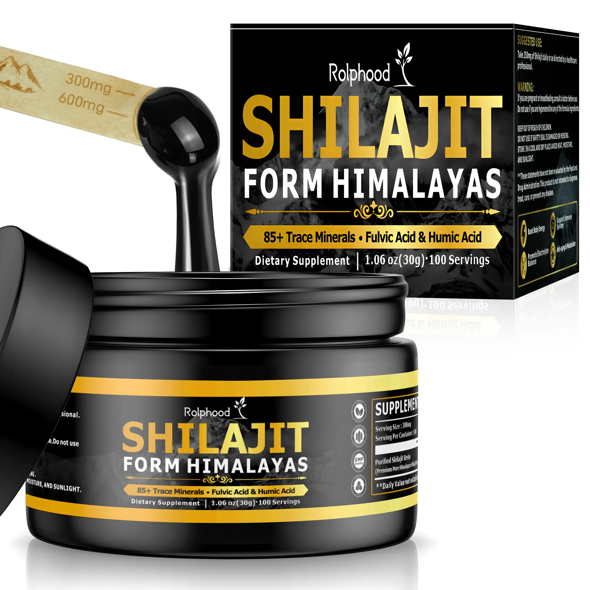 Shilajit Resin Pure Himalayan, Shilajit Supplement for Men&Women,Mineral-Rich 85+ Trace Minerals,Alternative to Gummies,Honeysticks,Drops & Capsules(30g)