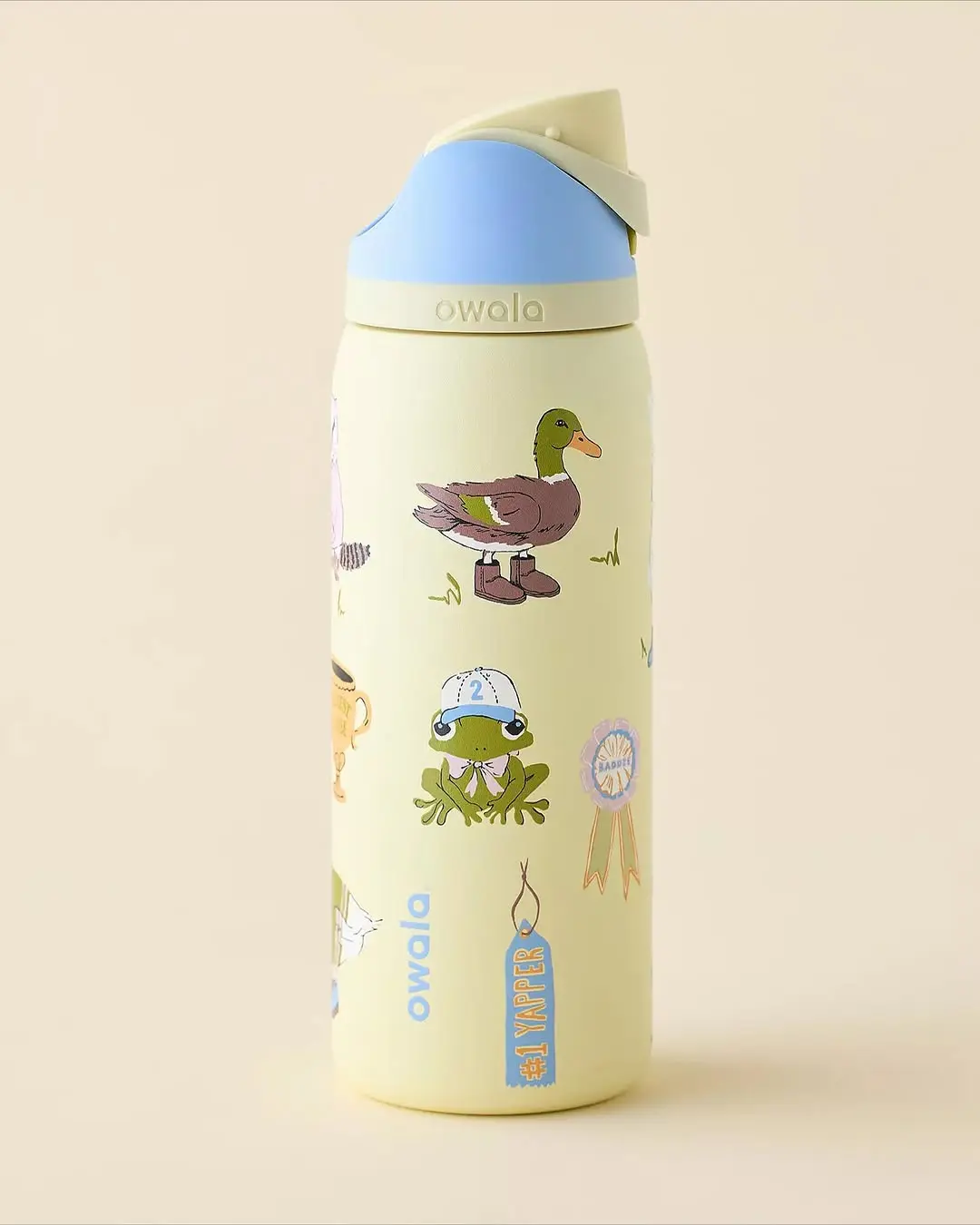 Owala 32 oz Stainless Steel Leakproof Insulated Tumbler - Duck Print Water Bottle, Straw Lid, Vacuum Insulated Travel Cup for Dorm Use