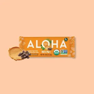ALOHA Peanut Butter Chocolate Chip Mini Protein Bars - 20 Bars - Certified USDA Organic - 100% Plant-Based - 6g Of Protein - Only 2g of Real Sugar - Certified Vegan - Healthy Snack - No Sugar Alcohol Sweeteners