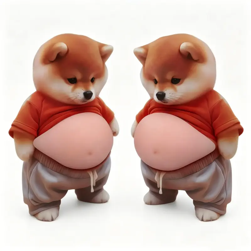 8-Pack Cute Animal Belly Door Stopper Wall Protector, Soft Silicone 3D Anti-Collision Sticker for Home Decor, Funny Shiba Inu & Cat Squeeze Toy for Stress Relief, Noise Reduction Door Bumper for Home & Office