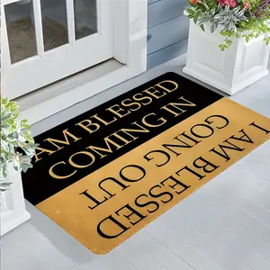Black Gold I AM BLESSED Doormat, Decorative Rug Mat, Inspirational Retro Entrance Rug, Highly Absorbent Floor Mats, Anti-slip Quick drying Carpets, Suitable for Multi-scenario, Indoor Outdoor Entrance Carpet Home Decor, Gifts for Family and Friends